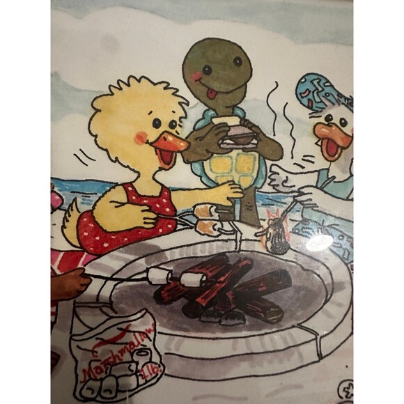 Suzy’s Zoo Friends Around The Campfire Making S’mores 1998 Print Artist Signed - Picture 5 of 8